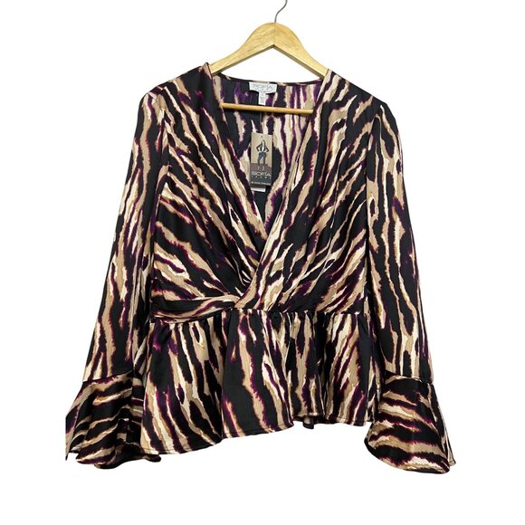 Sofia Jeans by Sofia Vergara Multi-colored Drape Knot Top NWT LARGE - Picture 1 of 16